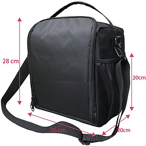 Túi Đựng Hộp Cơm Giữ Nhiệt Văn Phòng Size Lớn Màu Đen Có Dây Kéo Vừa Quai Xách Quai Đeo Ngăn Phụ Trong Ngoài Tặng Túi Muỗng Nĩa (Lunch Bags, Box)