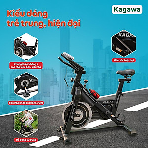 Xe đạp tập thể dục trong nhà Kagawa A8 khung sườn thép không rỉ cao cấp, tặng 5 quà tặng hot, Free Ship