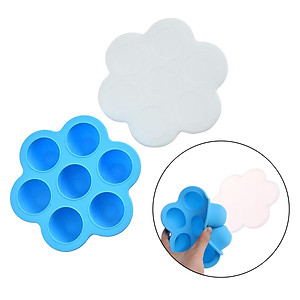 Silicone Infant Breast Milk Freezer Tray Weaning 7 Grids w/ Lid Crisper Ice Mould for Vegetable & Fruit Purees