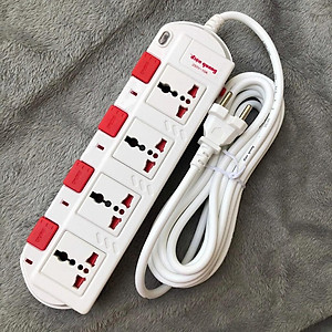 Ổ cắm điện Điện Quang cao cấp 4 lỗ 3 chấu - 4 công tắc riêng - dây dài 2m/5m ĐQ ESK SM740SL Chịu tải cao 2500W