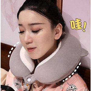 Gối chữ U làm bằng mút hoạt tính, gối kê cổ dễ thương dùng để máy bay, xe hơi, du lịch, kê cổ cổ gối ngủ trưa văn phòng-GC876488