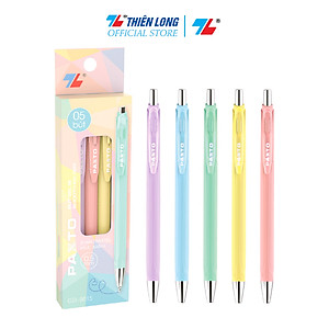 Bút mực nước gel B màu Pastel Thiên Long Pazto GEL-B015 - Mực xanh (5 cây)- Viết êm trơn