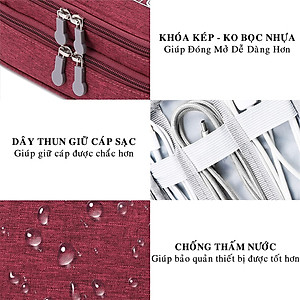 Túi Đựng Phụ Kiện Điện Thoại 2 Ngăn Lớn Cải Tiến Nhiều Ngăn Chống Nước, Chống Sốc – Túi Bảo Vệ Phụ Kiện Máy Tính Bảng Máy Ảnh Loa Sạc Sự Phòng Cáp Củ Sạc Hàng Chính Hãng Dododios