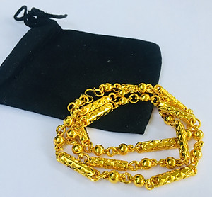 Bộ Dây chuyền Khắc chìm Dấu X Mạ Vàng 18k, Dài 45cm, Kèm Túi Nhung.