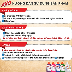 Combo 4 chai Nước tẩy đánh bay vết bẩn cứng đầu cho quần áo màu AXO 400ml