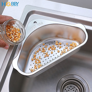 Rổ treo góc chậu rửa chén đa năng Inox 304 Hobby Home Decor KGC1 - kèm sticker và keo dán tiện dụng