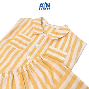 Bộ quần áo ngắn unisex Kẻ vàng trắng cổ sơ mi linen cotton - AICDBT0TKXQK - AIN Closet