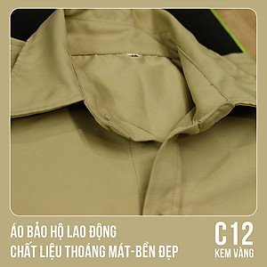 Áo bảo hộ lao động, chất liệu thoáng mát, bền đẹp - Mã C12 (Kem Vàng)