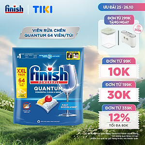 Viên Rửa Chén Bát Finish Powerball Quantum Powerful Clean & Shine 64 viên