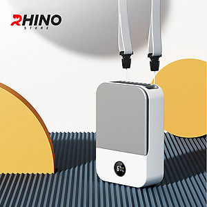 Quạt gió mini cầm tay Rhino F302 tích điện, 3 mức độ gió, pin 2000 mAh kèm dây treo - Hàng chính hãng
