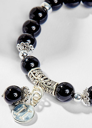 Vòng Tay Phong Thủy Đá Obsidian Phối Charm Cung Hoàng Đạo Song Tử (8mm) Mệnh Thủy, Mộc Ngọc Quý Gemstones