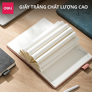Sổ Tay Ghi Chép A5 Bìa Da Kẻ Ngang Deli - 288 Trang Sổ Tay Bìa Da Chống Nước 80/100gsm Làm Quà Tặng Sang Trọng