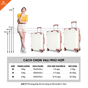 Vali du lịch BAMOZO 8809 vali kéo nhựa được bảo hành 5 năm