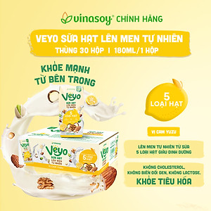 Thùng Veyo Sữa hạt lên men tự nhiên Vị Cam Yuzu (30hộp x 180ml)