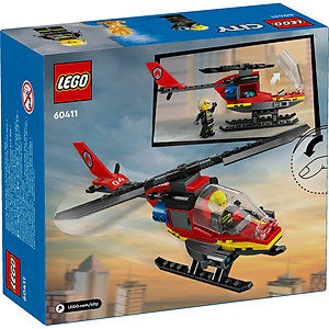 LEGO CITY 60411 Đồ chơi lắp ráp Trực thăng cứu hỏa (85 chi tiết)