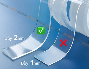 Băng Dính 2 Mặt Đa Năng Keo Trong Suốt Dày 2mm Băng Dính Nano Dán Tường Siêu Dính
