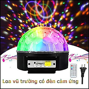 Đèn quả cầu xoay pha lê cảm biến nhạc - Đèn led quả cầu xoay nháy theo nhac mp3 có điều khiển kết nối Bluetooth