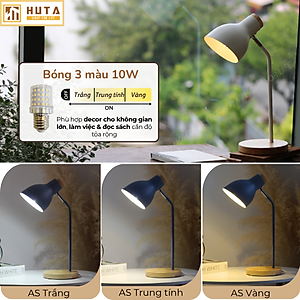 Đèn Học Để Bàn Đế Gỗ HUTA LVG1 Chống Cận, Vintage, Decor Trang Trí Bàn Học Bàn Làm Việc, Bóng Đèn Led Đổi Màu Tiết Kiệm  Điện