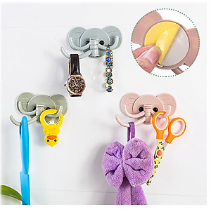 Combo 3 Móc Dán Tường Treo Đồ Dán Tường Hình Voi GroFa 