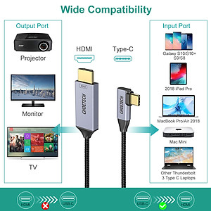 Dây cáp chuyển PD Type-C 3.1 ra cổng HDMI chuẩn 4K hiệu CHOETECH XCH1803 cho điện thoại Macbook Table Tốc độ ổn định 10Gbps 60Hz dài 180CM - Hàng chính hãng