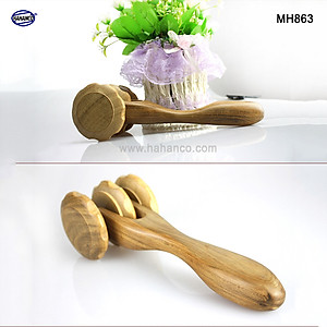 Cây lăn massage toàn thân 3 bánh gai đa năng bằng gỗ Bách Xanh (MH863) Xua tan nỗi lo đau nhức tạo cảm giác thoải mái - Chăm sóc sức khỏe
