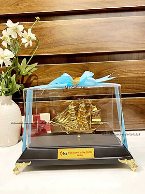 Mô hình thuyền buồm mạ vàng MT Gold Art sze s- hàng chính hãng, quà tặng danh cho sếp, khách hàng, đối tác