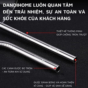 Bộ 4 ống hút Inox 304 kèm cọ rửa DandiHome