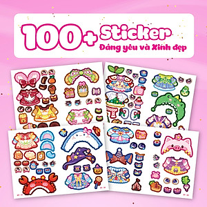 Combo 5 Cuốn Mini Fashion (500+ stickers dễ thương) - Sách bóc dán sticker cho bé gái