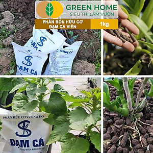 Phân Đạm Cá Greenhome, Bao 1kg, Viên Nén, Hữu Cơ Vi Sinh Bón Rau, Quả