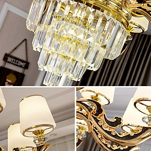 Đèn chùm HINN pha lê 12 tay trang trí nhà cửa hiện đại  - kèm bóng Led chuyên dụng