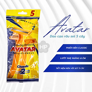 Dao Cạo Râu Avatar 2 Lưỡi Tay Cầm Bằng Nhựa, Lưỡi Thép Không Gỉ (5 Cây/ Bịch)