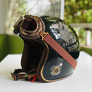 Mũ bảo hiểm xe máy 3/4 RONA R8 kèm kính phi công viền đồng cao cấp chính hãng