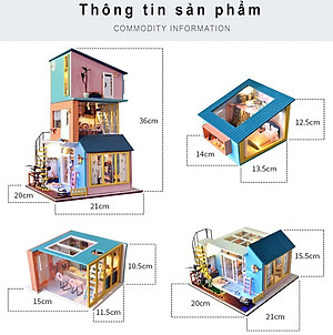Mô hình nhà búp bê lắp ghép bằng gỗ Mẫu Biệt Thự 3 Tầng Sáng Tạo tặng kèm Cót Nhạc ,dụng cụ lắp ghép, keo silicon