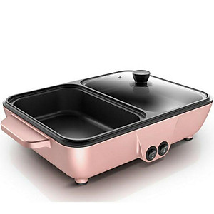 Bếp lẩu nướng 2 ngăn Hàn Quốc, nồi lẩu đa năng thông minh chống dính 2 trong 1