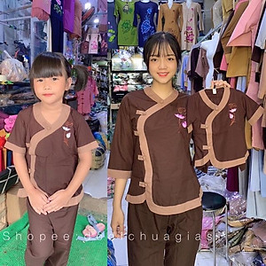 Đồ Lam Đi Chùa # Tim Phối # Đồ Bộ Nữ Mẹ Và Bé # Quần Áo Bé Gái