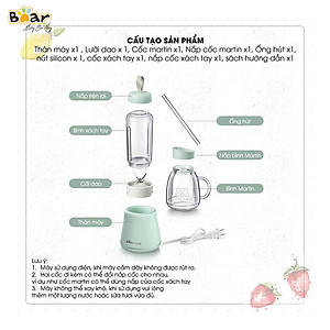Máy Xay Sinh Tố Cầm Tay Bear, Nghiền Hoa Quả Công Suất Lớn, Chất Liệu An Toàn LLJ-D04A1 - Hàng Chính Hãng