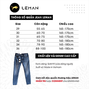 Quần Jean nam Leman xanh trơn JD02 - Slim Form