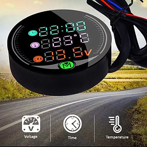 Đồng hồ báo giờ xe máy 3in1 CTR, báo nhiệt độ, vôn ắc quy mẫu mới loại tốt gắn các loại xe hàng cao cấp, phụ kiện xe máy