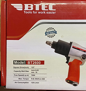 MÁY VẶN BU LÔNG DÙNG KHÍ NÉN 1/2" BTEC BT2600- HÀNG CHÍNH HÃNG