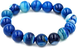 Vòng tay chuỗi hạt thạch anh xanh dương sọc 12 ly 16 hạt (192mm)