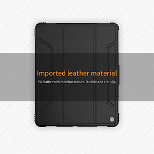 Bao da chống sốc cho iPad Pro 12.9 2020 2021 M1 2022 M2 hiệu Nillkin Bumber có ngăn đựng bút chống va đập, mặt lưng show Logo táo, cơ chế smartsleep - Hàng chính hãng