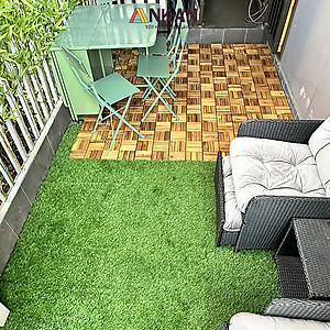 Combo 9 Ván Sàn Gỗ Tự Nhiên Màu Nâu Vàng, Vỉ Gỗ Lót Sàn Ban Công, Sân Vườn, Hồ Bơi, Phòng Spa, Siêu Bền, Chịu Nước Tốt, Chống Trơn Trượt, Tiêu Chuẩn Xuất Khẩu