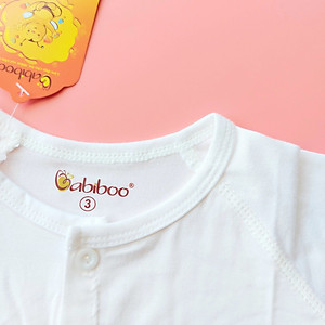 Áo sơ sinh Babiboo tay dài cài giữa vải visco siêu mềm mại