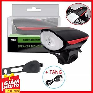 Đèn xe đạp thể thao siêu sáng có còi pin sạc usb led T6 chống nước - Đèn còi xe đạp có 3 chế độ sáng còi to