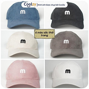 Mũ lưỡi trai nhung nam nữ, nón lưỡi trai thêu chữ M phong cách Ulzzang form unisex - M