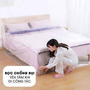 3.2m*12m Màng PE Bọc Nội Thất Chống Bụi Chống Nước Khi Thi Công MÀU TRẮNG TRONG