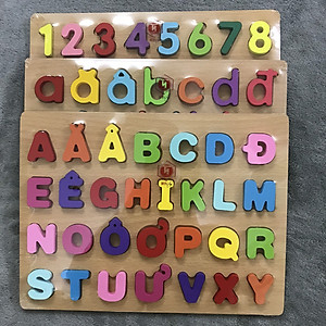 Combo 3 Bảng Chữ Cái Tiếng Việt Và Số Bằng Gỗ Cao Cấp Cho Bé - Đồ Chơi Trẻ Em HT SYS