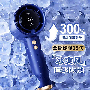 Quạt Cầm Tay Mini Sạc Pin 100 Cấp Độ Gió Màn Hình Led Hiển Thị Nhỏ Gọn Dễ Mang Đi
