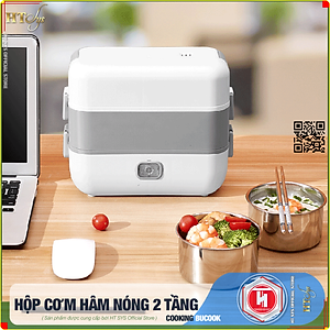 Hộp cơm hâm nóng cắm điện HT SYS - BUCOOK DFH C02 - 2 Lít 2 Tầng 4 Ngăn Có Thể Nấu Và Hâm Nóng Thức Ăn, Ruột Bằng Inox 304