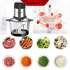 Máy xay thịt đa năng SOKANY SK-7025A cối xay thủy tinh 2L, lưỡi dao thép không gỉ sắc bén, xay nhuyễn mọi thực phẩm - HÀNG CHÍNH HÃNG - DELIYA